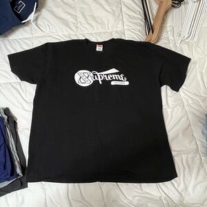Supreme Black Tee with White Logo